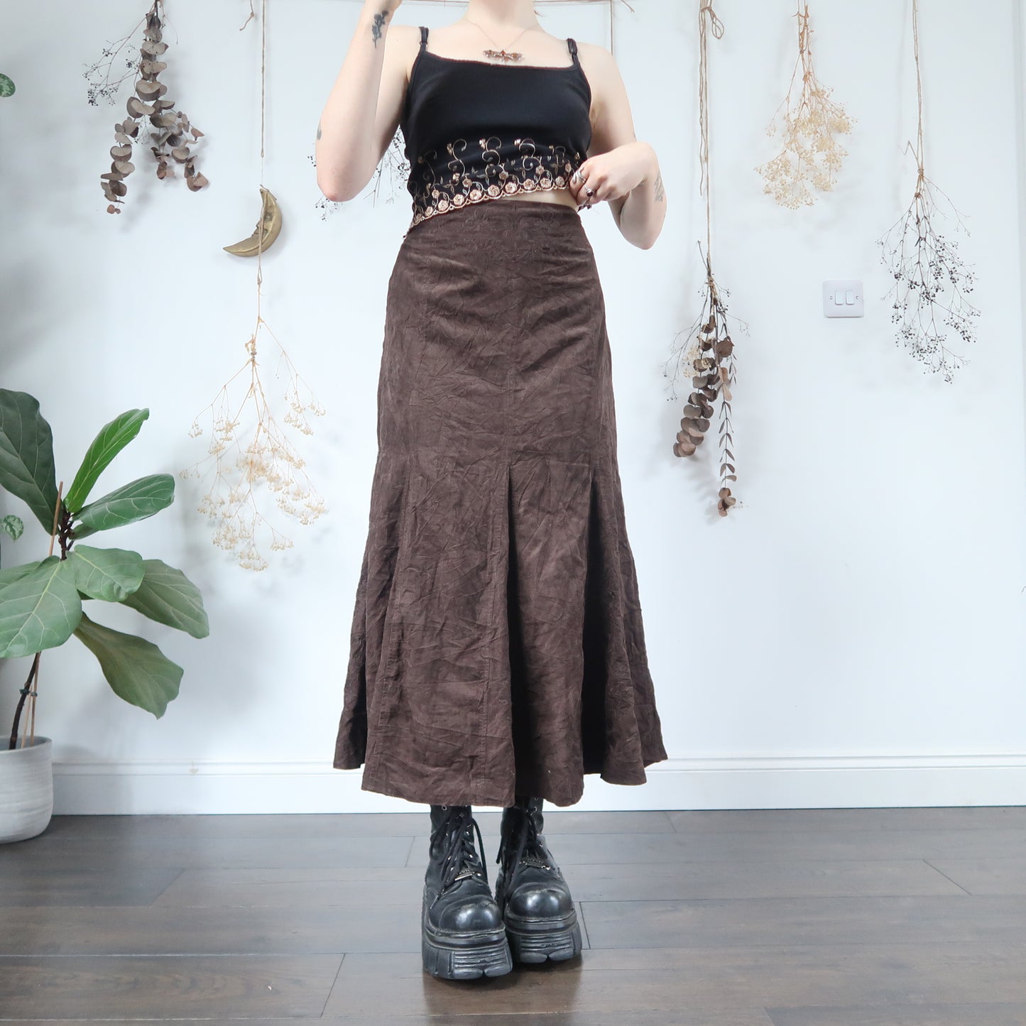 Brown cord skirt - size XS/S