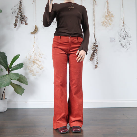 Burnt orange cord trousers - size S