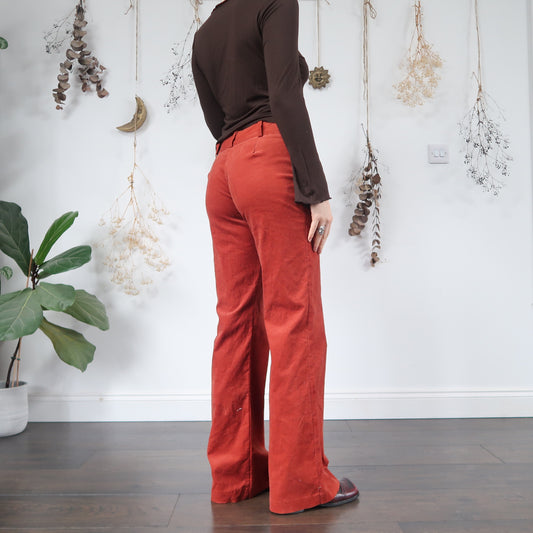 Burnt orange cord trousers - size S