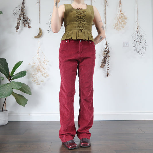 Raspberry cord trousers - size L