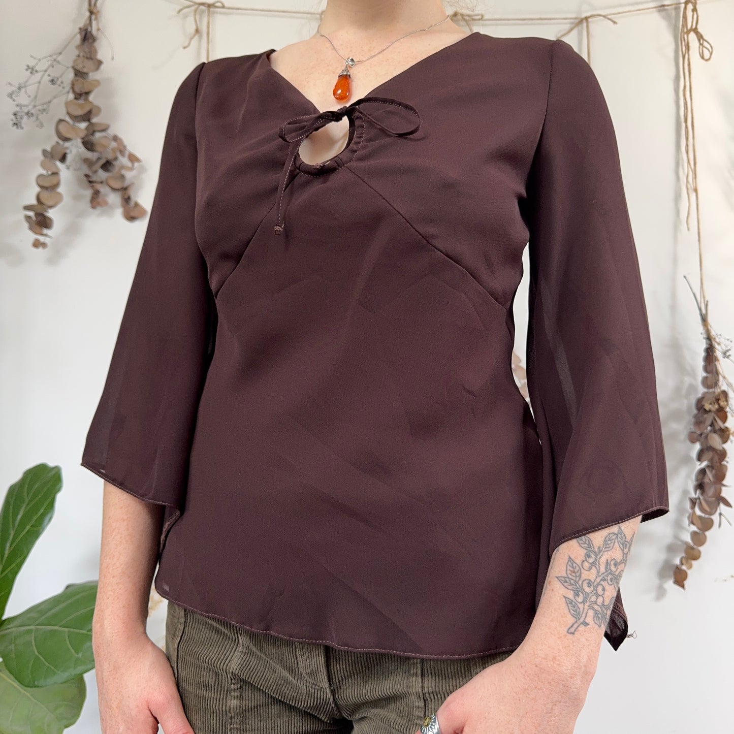 Brown floaty blouse - size M