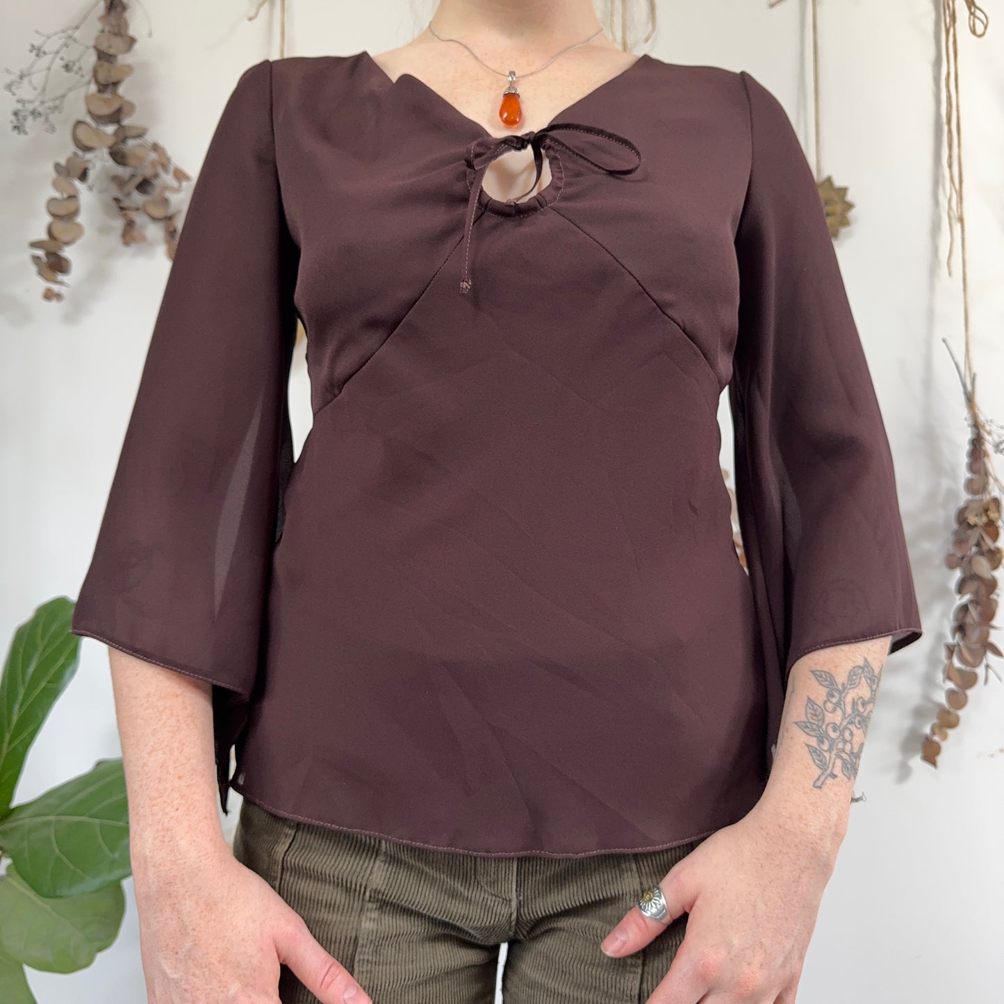 Brown floaty blouse - size M