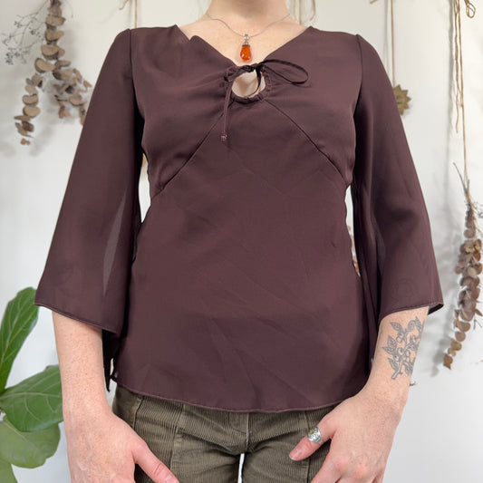 Brown floaty blouse - size M