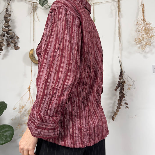 Burgundy striped blouse - size L/XL