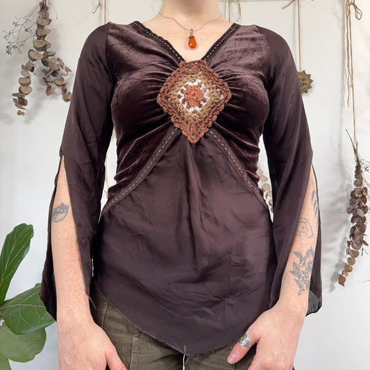 Brown velvet top - size S/M