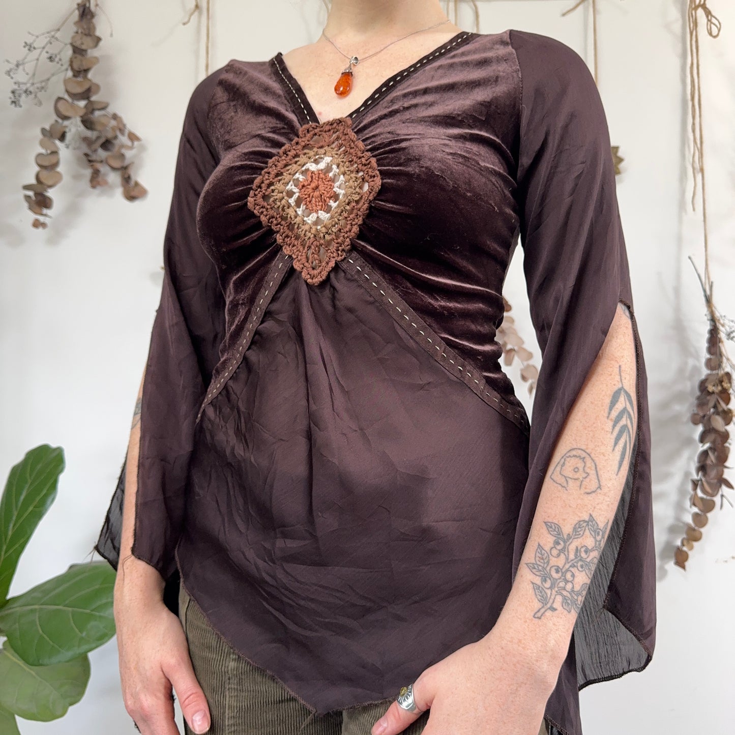 Brown velvet top - size S/M