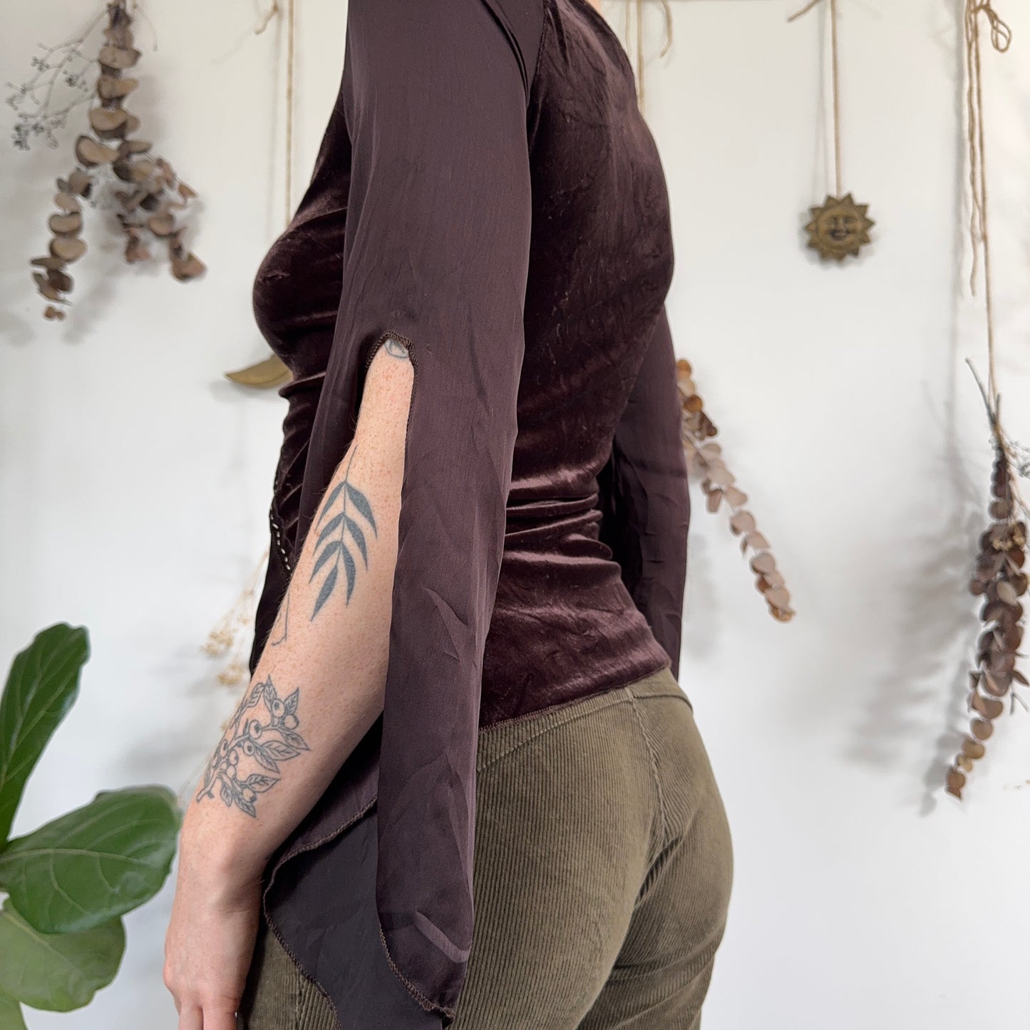 Brown velvet top - size S/M
