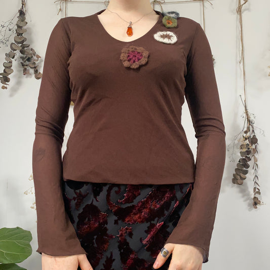 Brown mesh top - size M