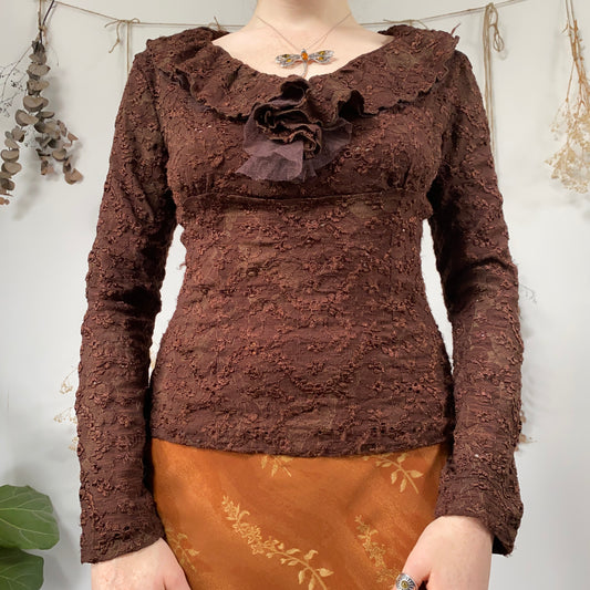 Brown lace top - size M