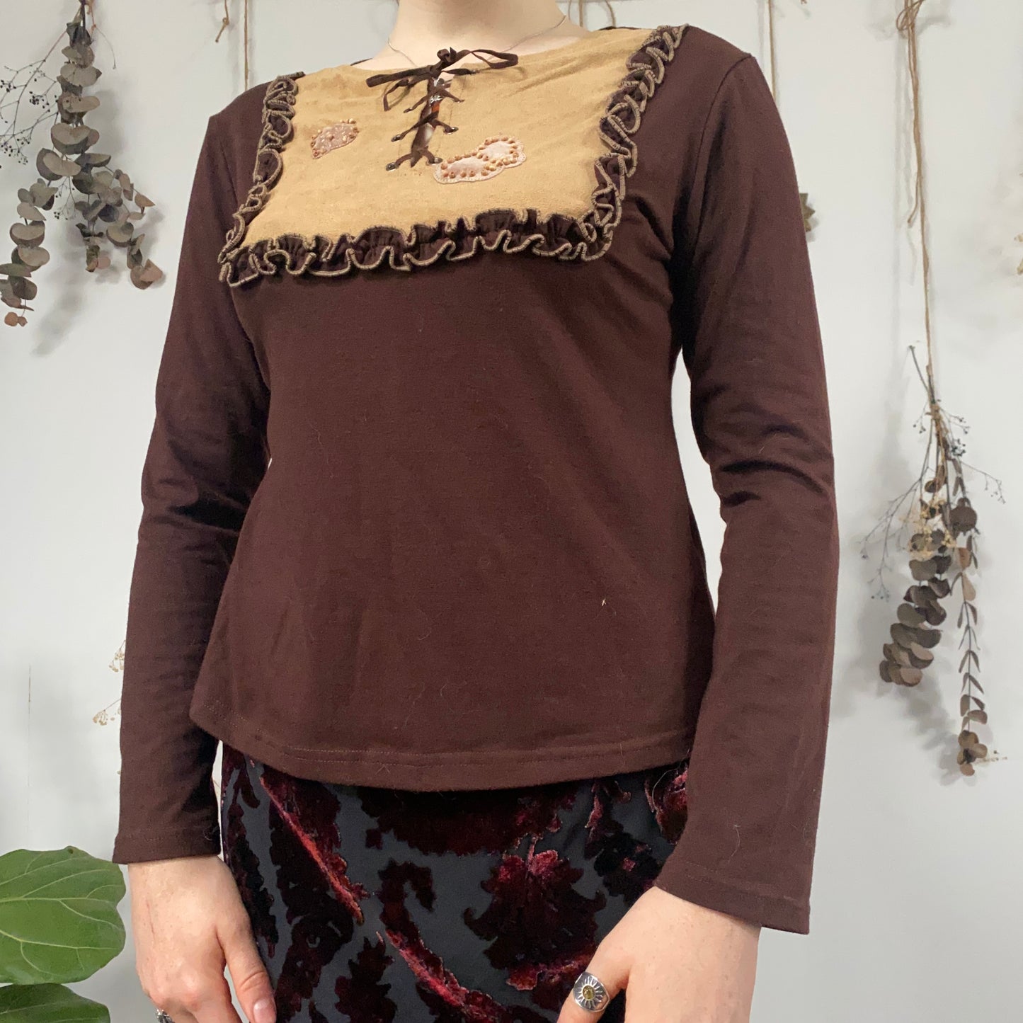 Brown long sleeve top - size M