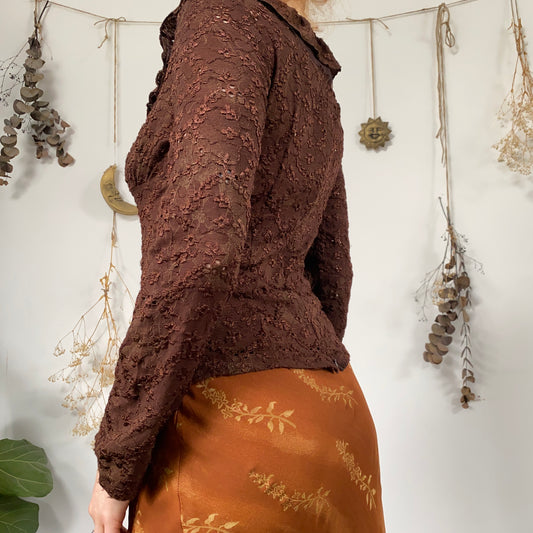 Brown lace top - size M