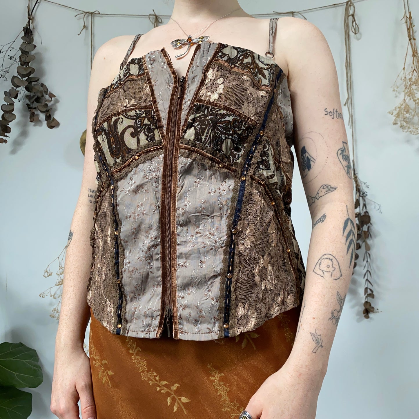 Earthy corset top - size L/XL