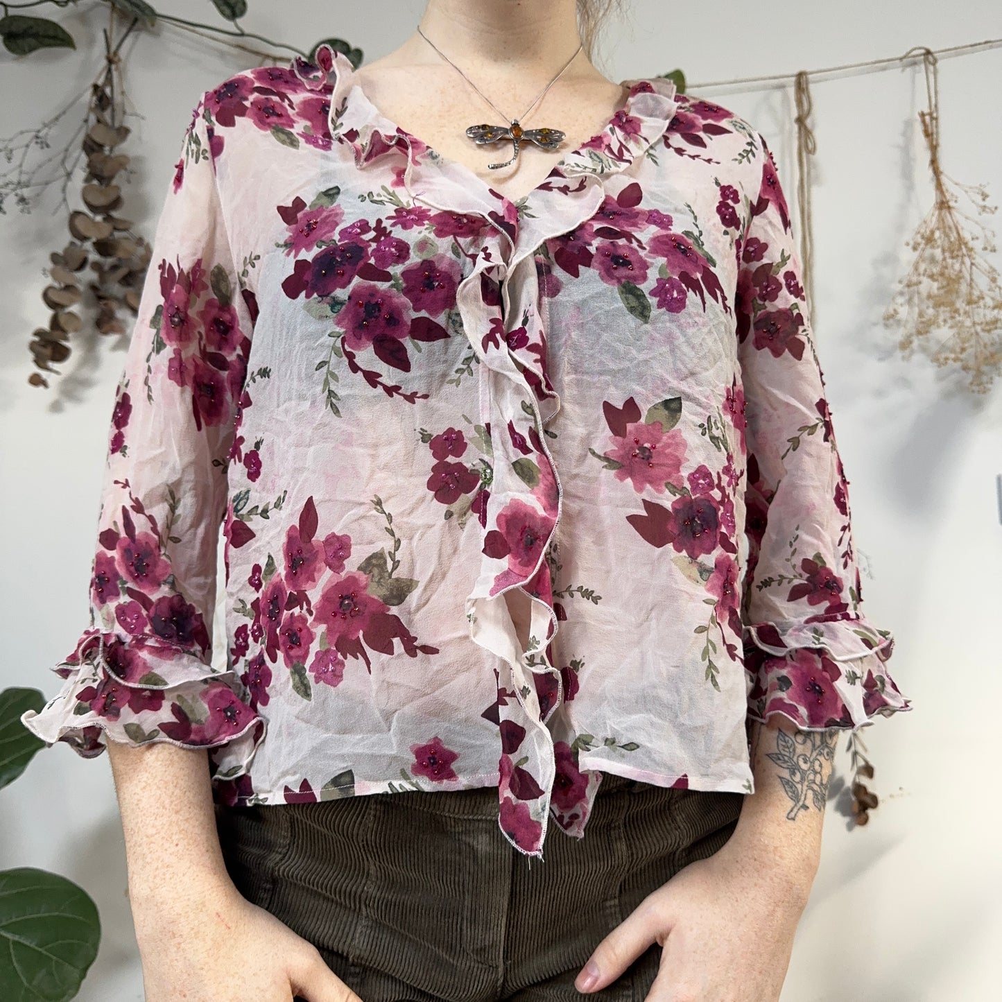 Silk floral blouse - size M