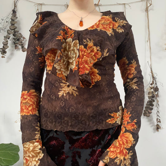 Floral mesh blouse - size M