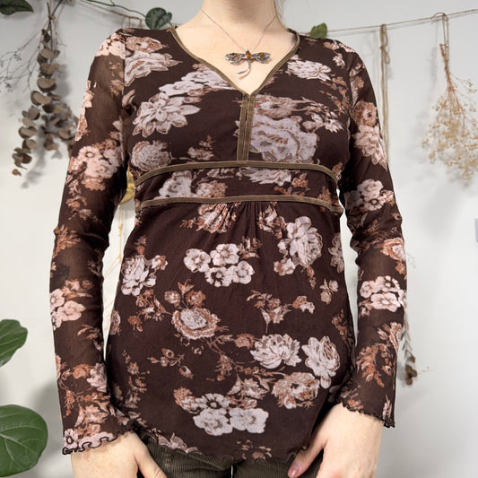 Floral mesh top - size M