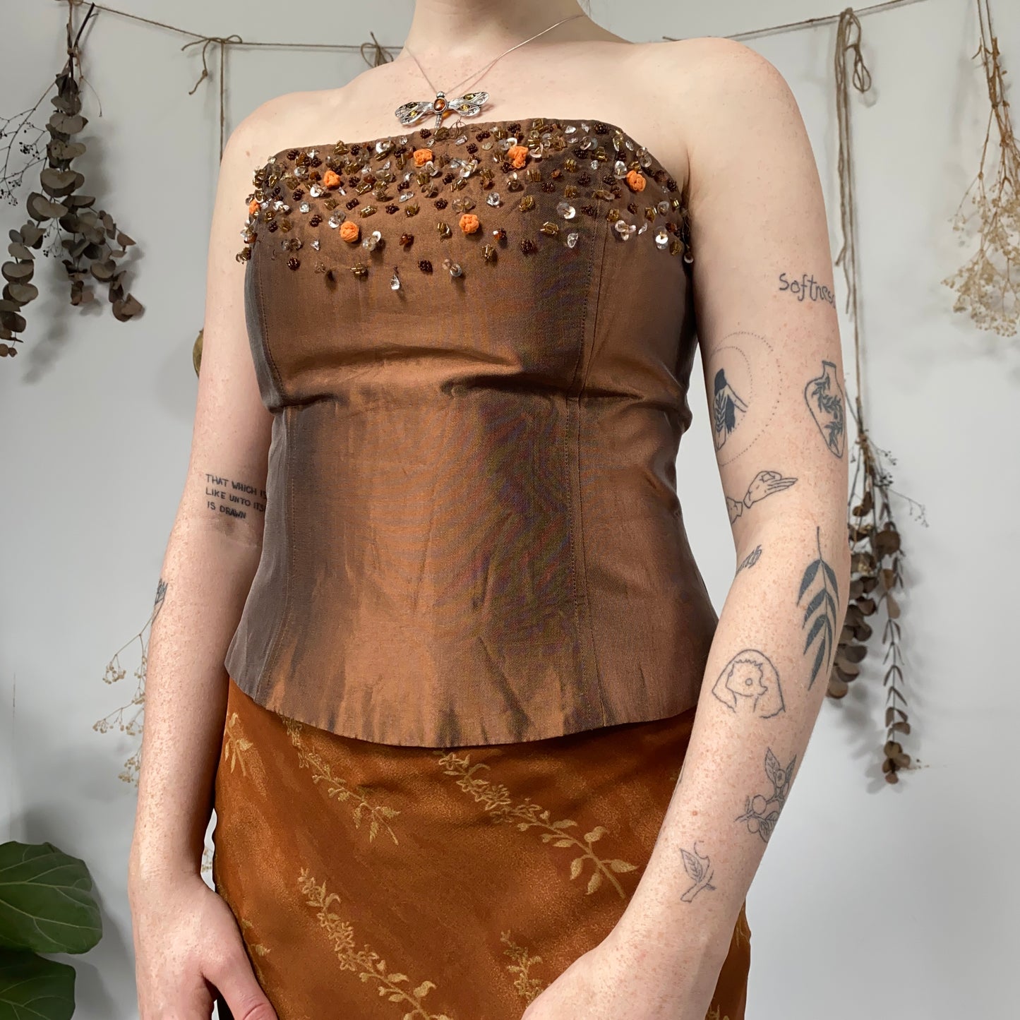 Copper beaded corset - size M