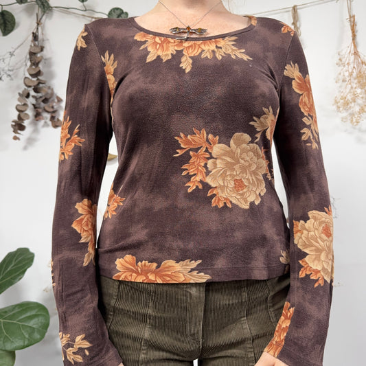 Brown floral top - size M