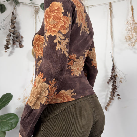Brown floral top - size M