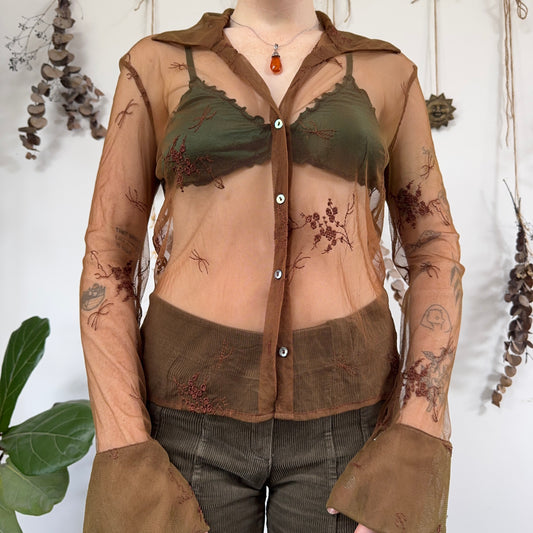 Mesh embroidered shirt - size M