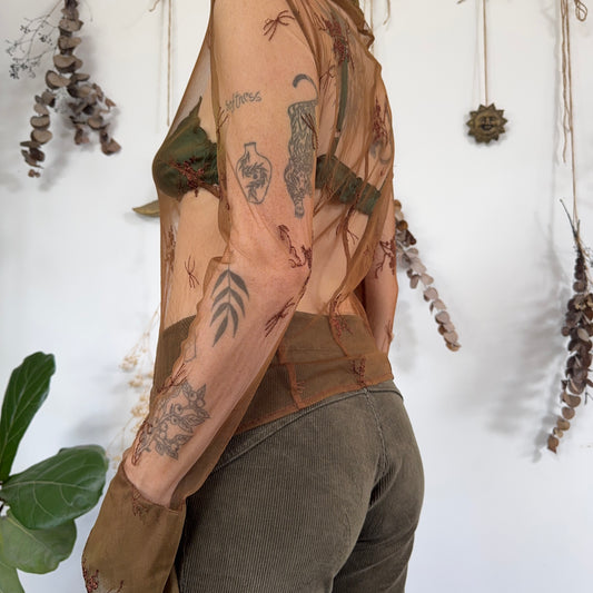 Mesh embroidered shirt - size M