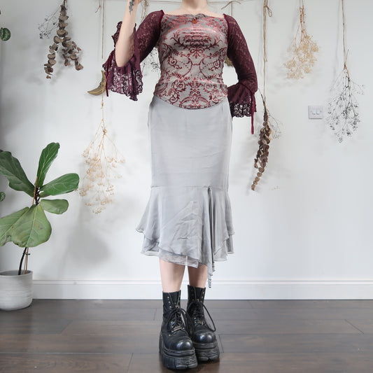 Silver grey midi skirt - size L