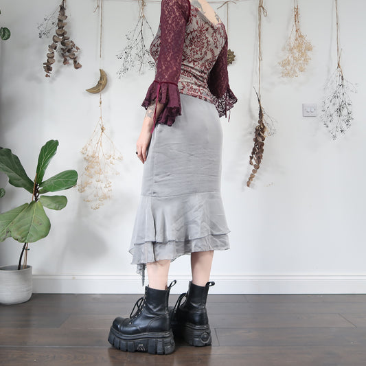 Silver grey midi skirt - size L