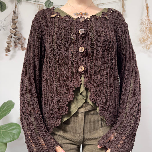 Brown knit cardigan - size L/XL