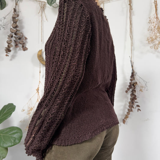 Brown knit cardigan - size L/XL