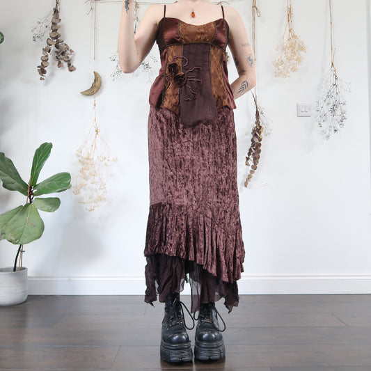 Brown velvet skrit - size L