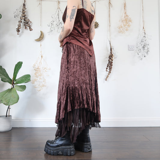 Brown velvet skrit - size L