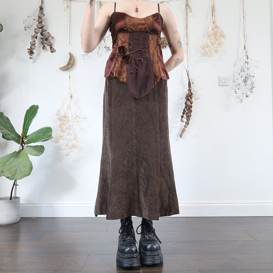 Khaki corduroy skirt - size L