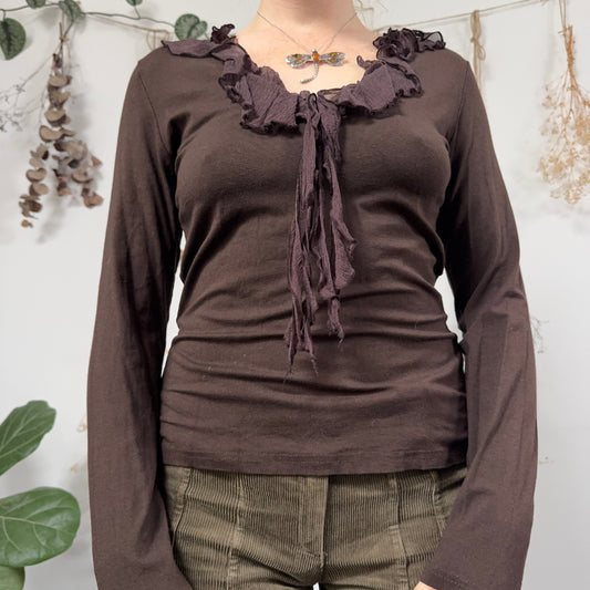 Brown long sleeve top - size M