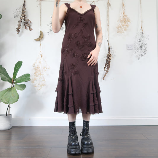 Brown beaded dress - size M
