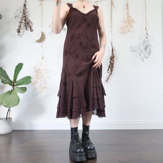 Brown beaded dress - size M