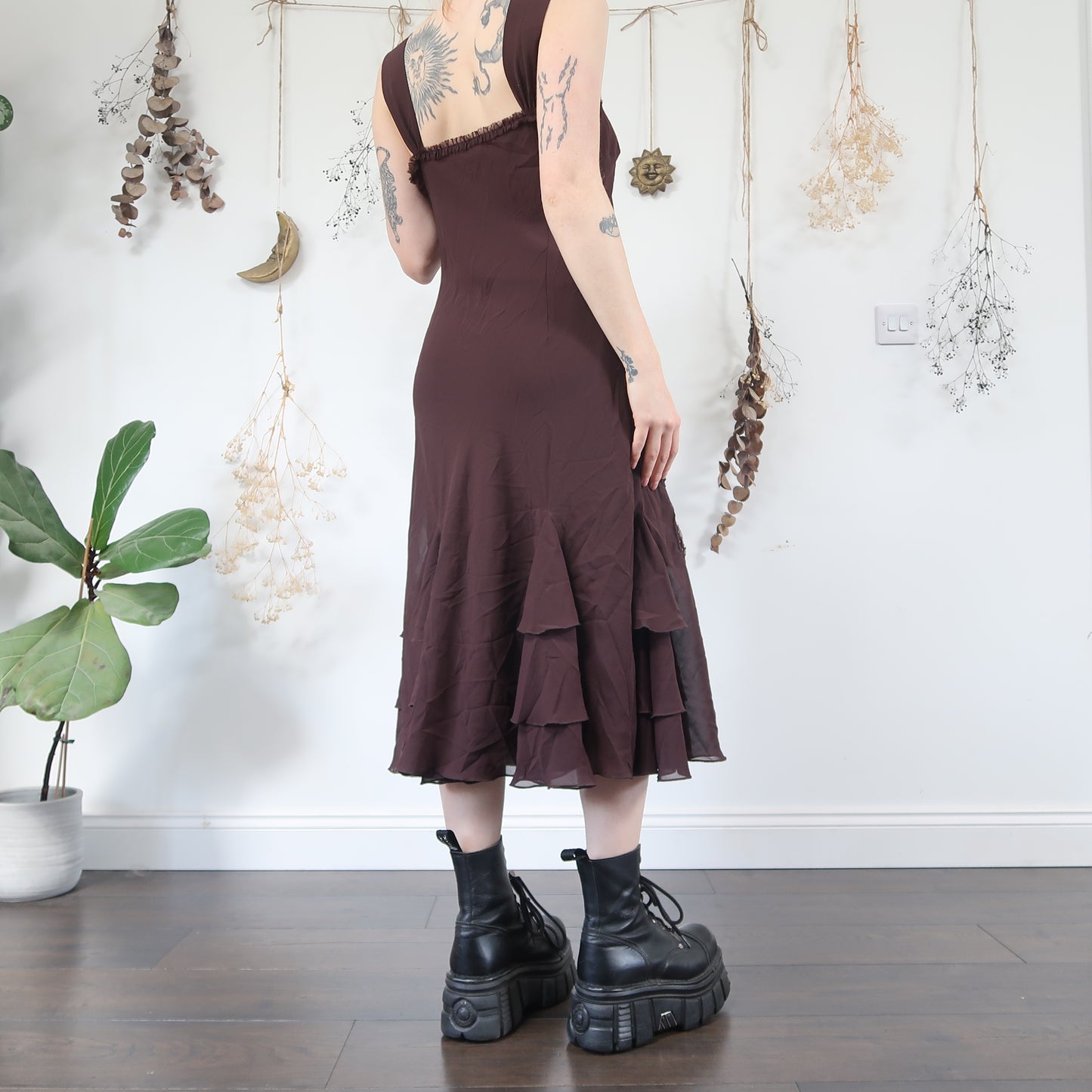 Brown beaded dress - size M