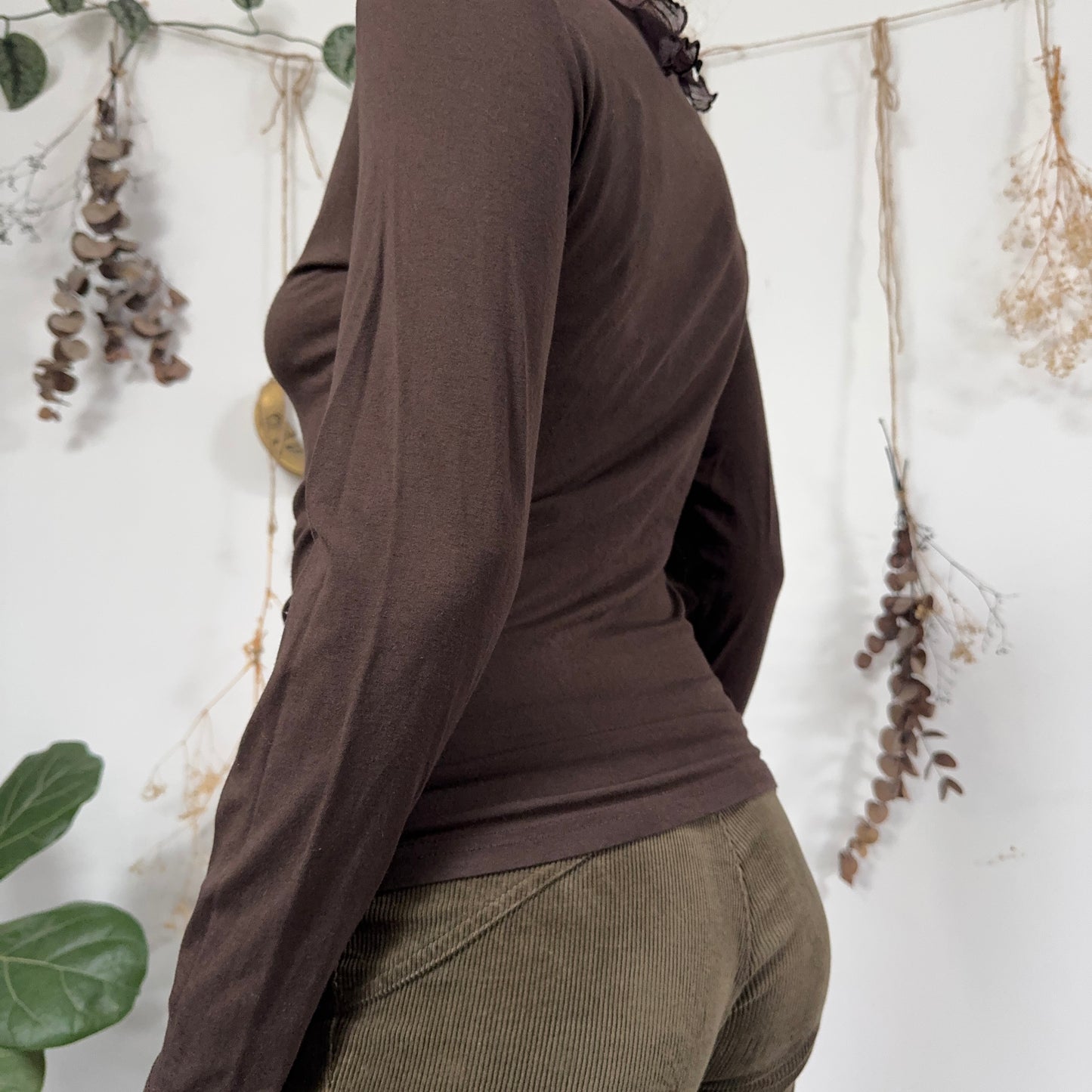 Brown long sleeve top - size M