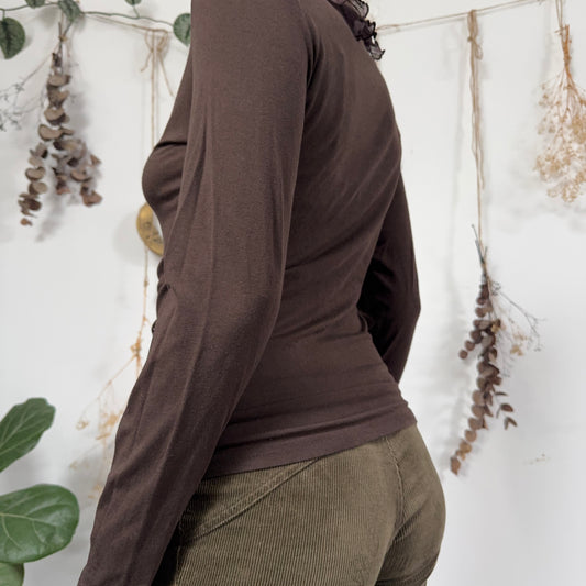 Brown long sleeve top - size M