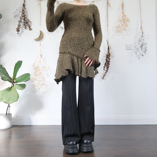 Khaki knit dress top - size S/M