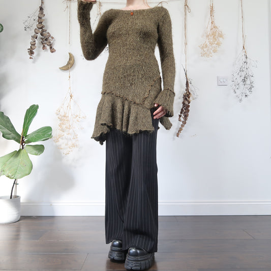 Khaki knit dress top - size S/M
