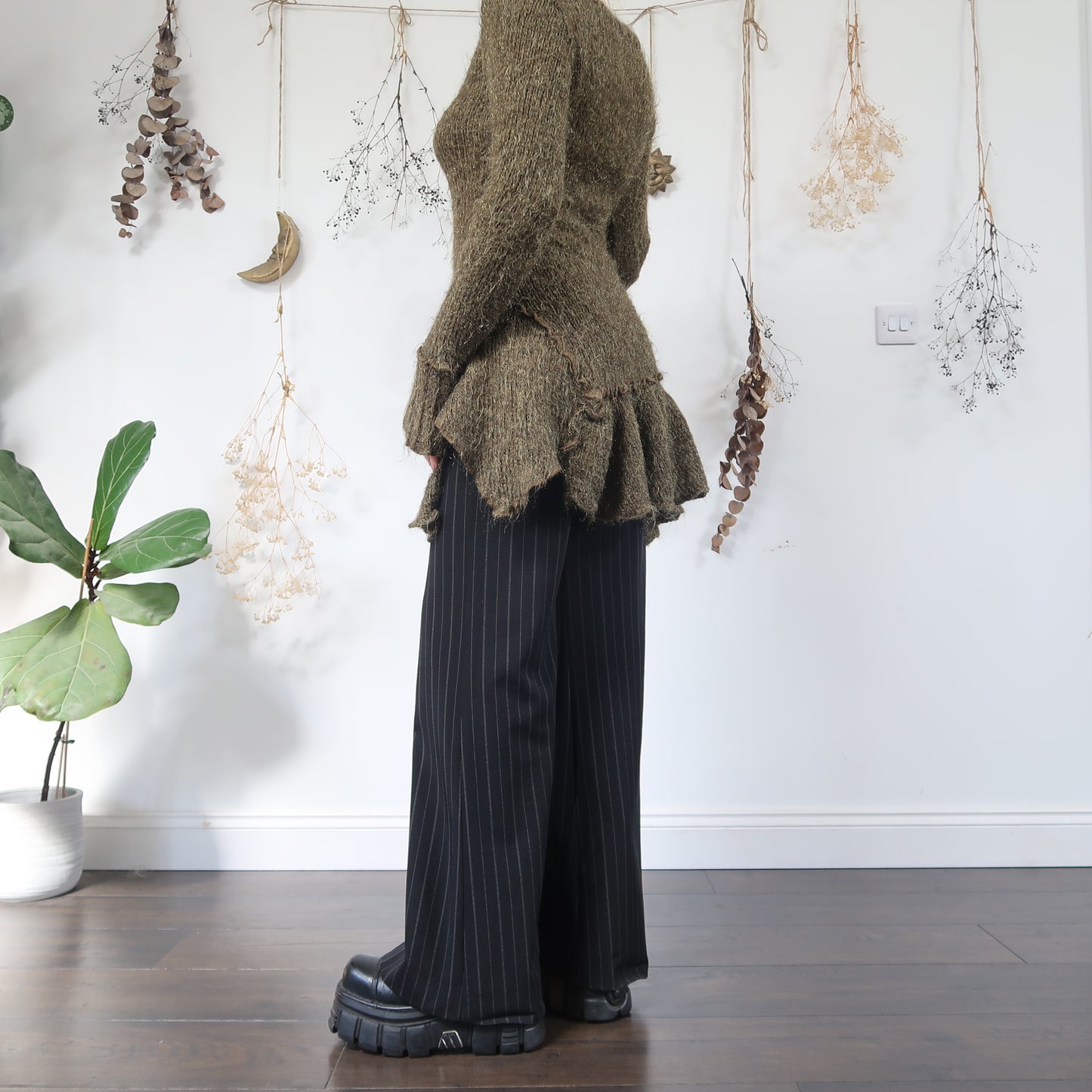 Khaki knit dress top - size S/M