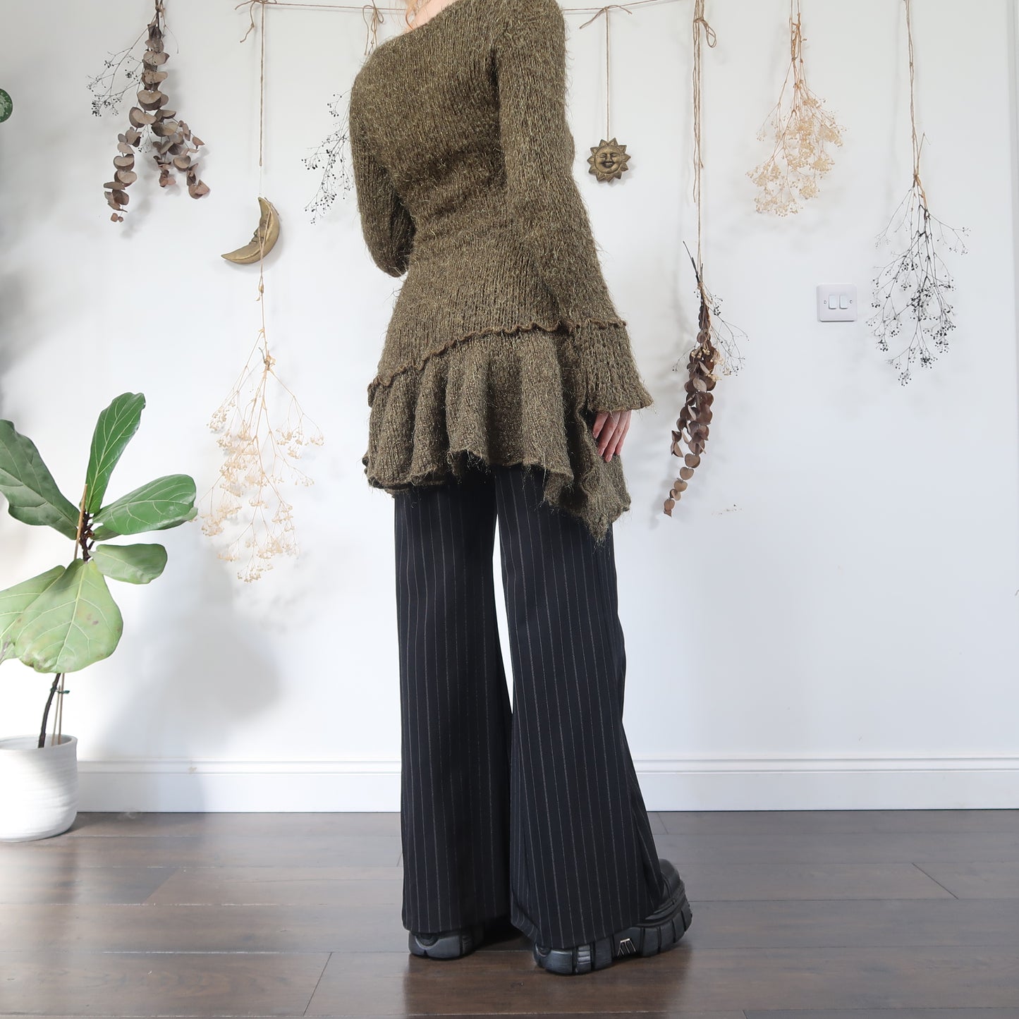 Khaki knit dress top - size S/M