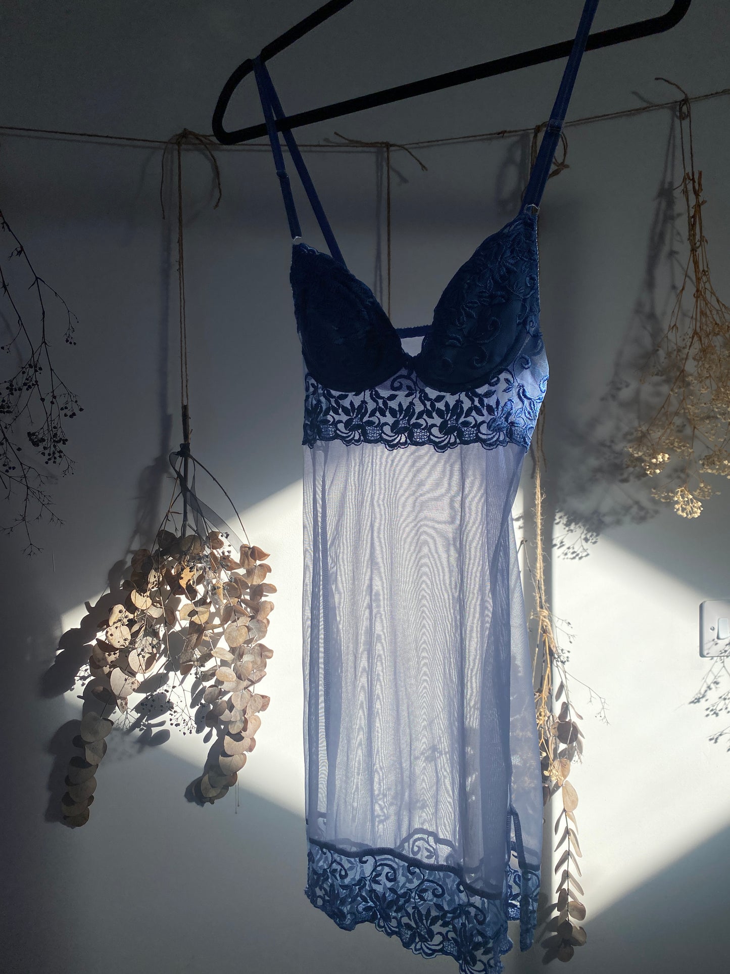 Blue mesh slip dress - size S