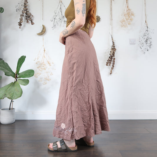 Brown floral cotton skirt - size L