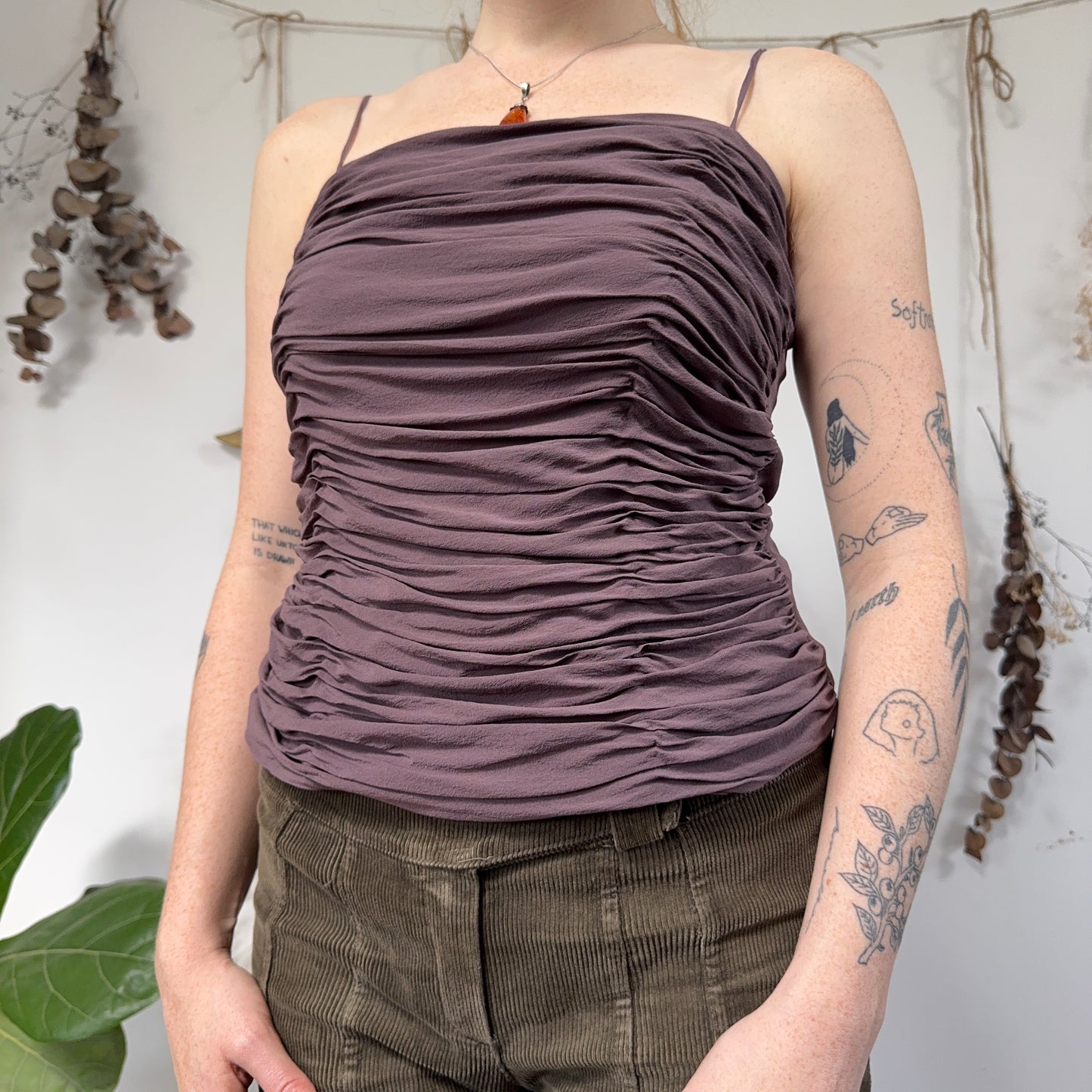 Silk ruched cami - size M