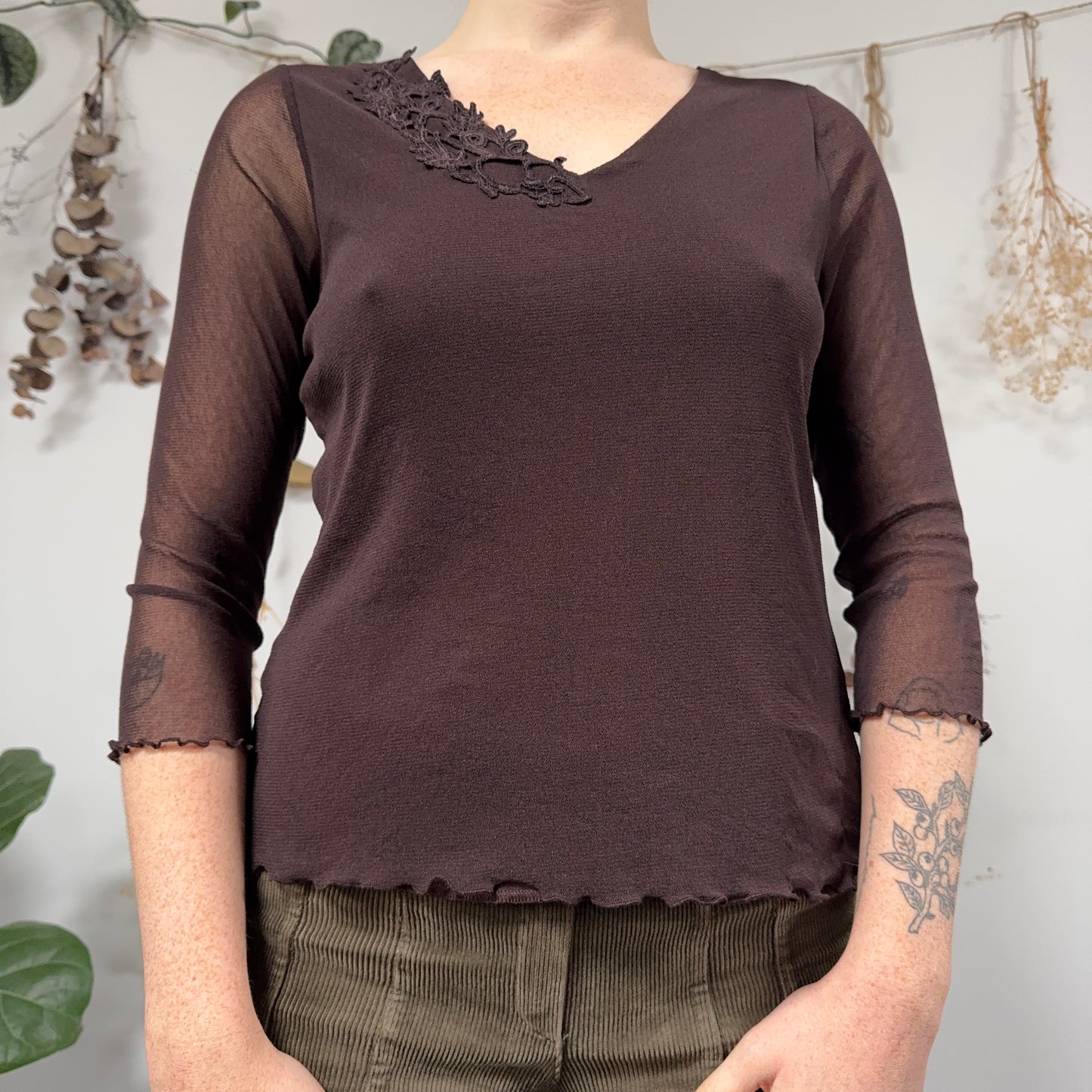 Brown mesh top - size M/L