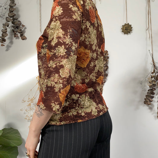 Earthy floral top - size L