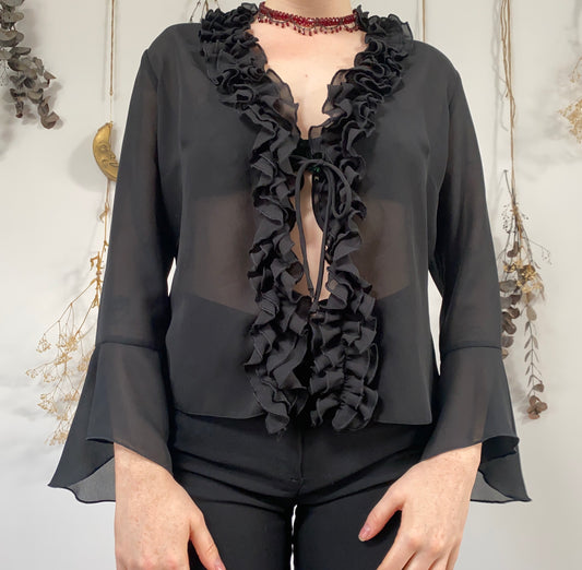 Black tie up blouse - size M/L