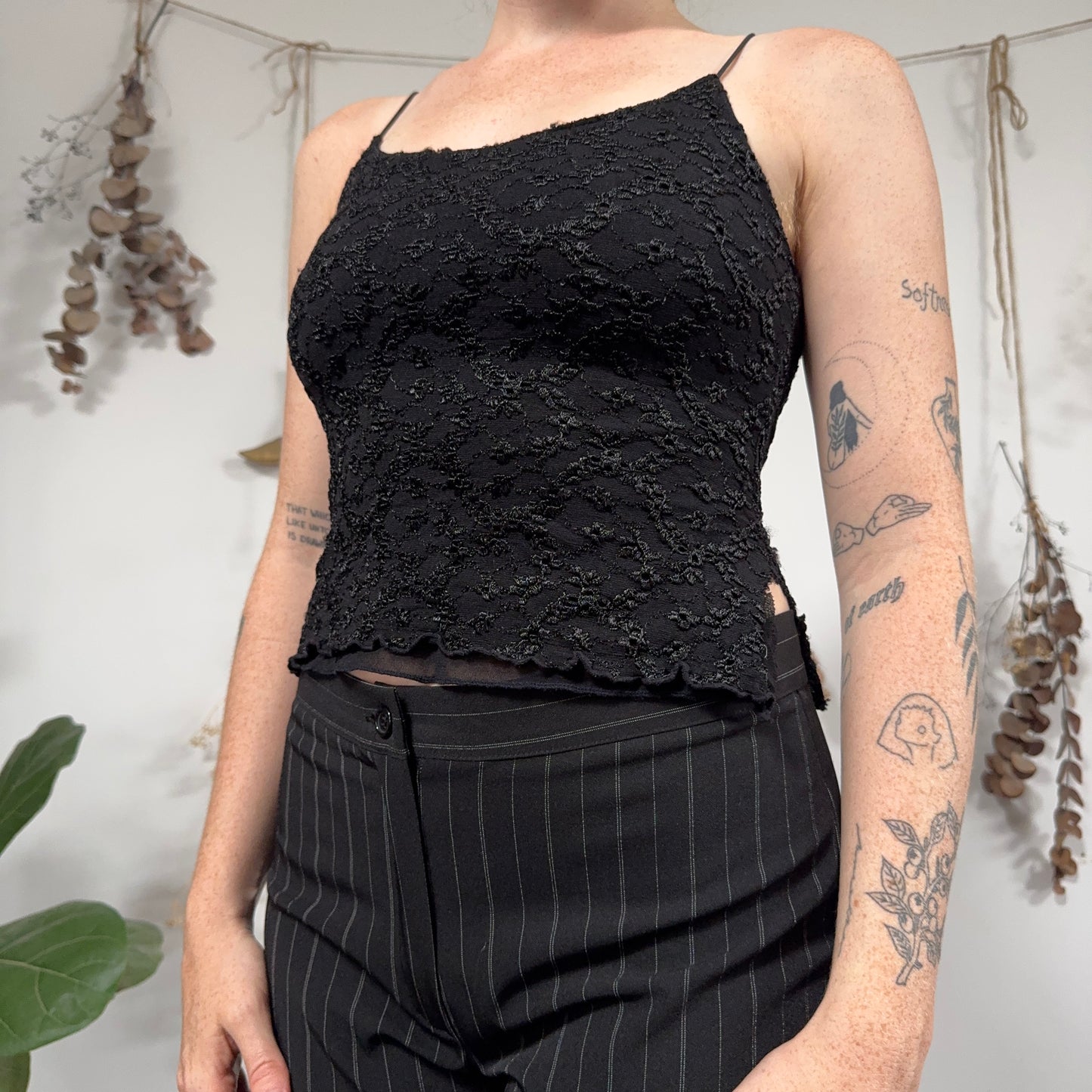 Black lace cami - size XS/S