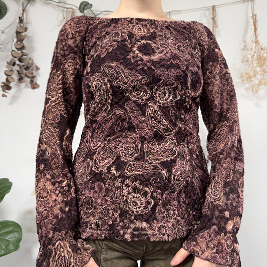 Purple paisley top - size M