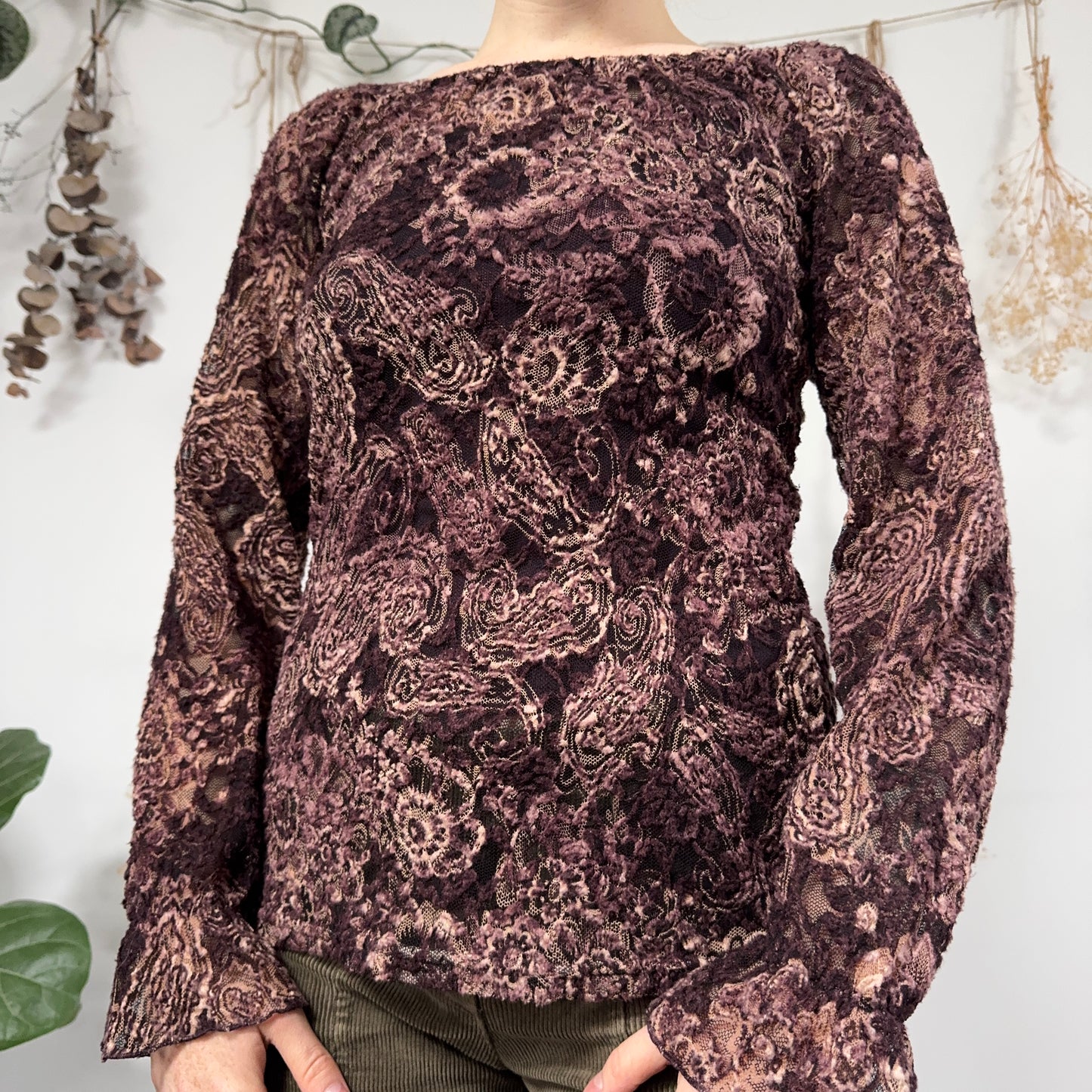 Purple paisley top - size M